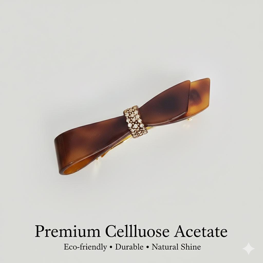 Single Knot Cubic Barrette (4.1 Inch) / Elegance French Hair Pin / Automatic Hair Clip