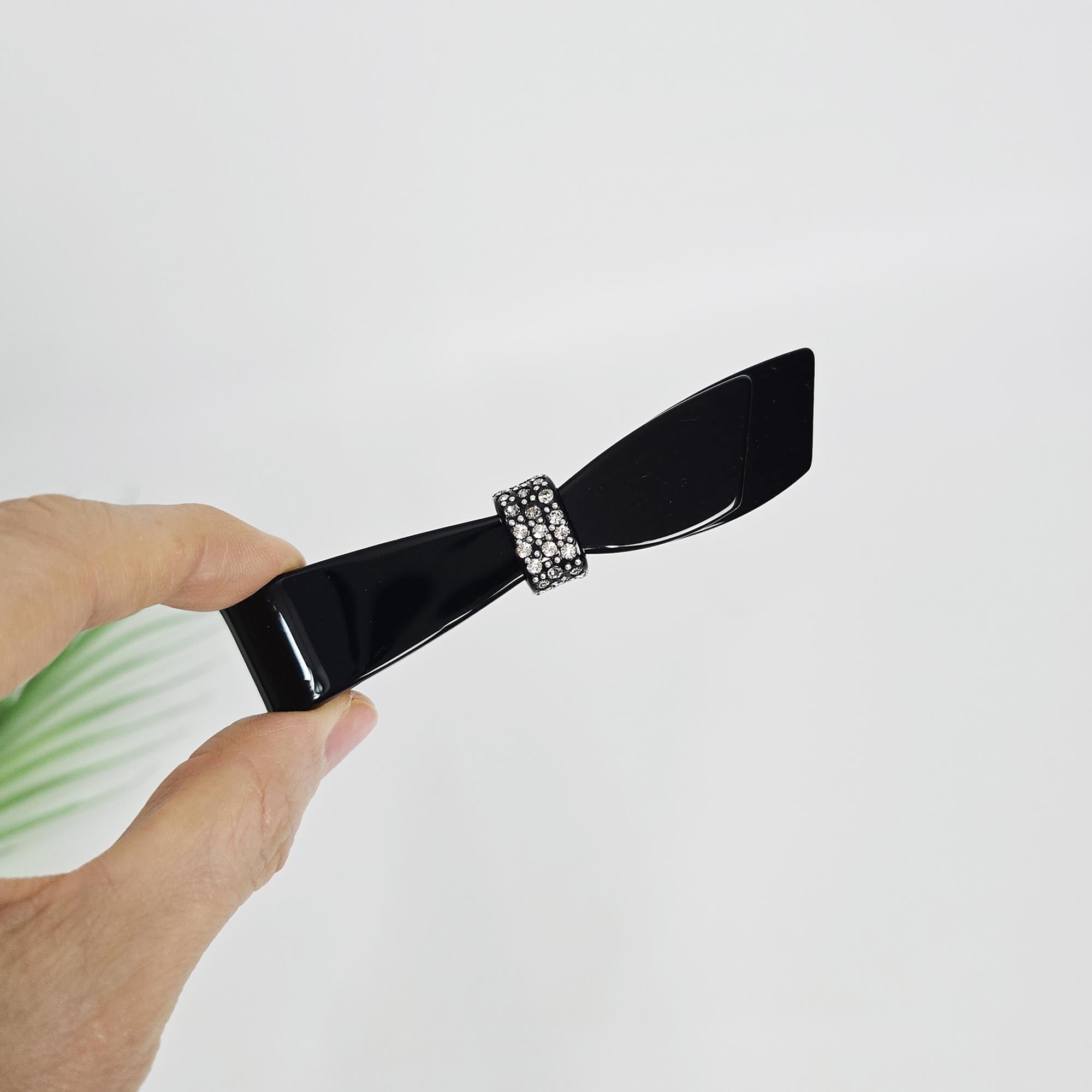 Single Knot Cubic Barrette (4.1 Inch) / Elegance French Hair Pin / Automatic Hair Clip