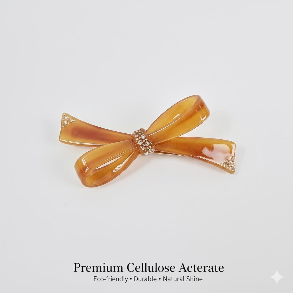 Luxurious Sparkle Ribbon Barrette (3.7 Inch) / Elegance French Hair Pin / Automatic Hair Clip