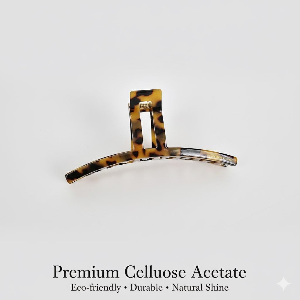 Rectangular Curve Straight Hair Claw Clip (4.8 Inch) / Elegance French Hair Pin / Hair Barrette for Woman