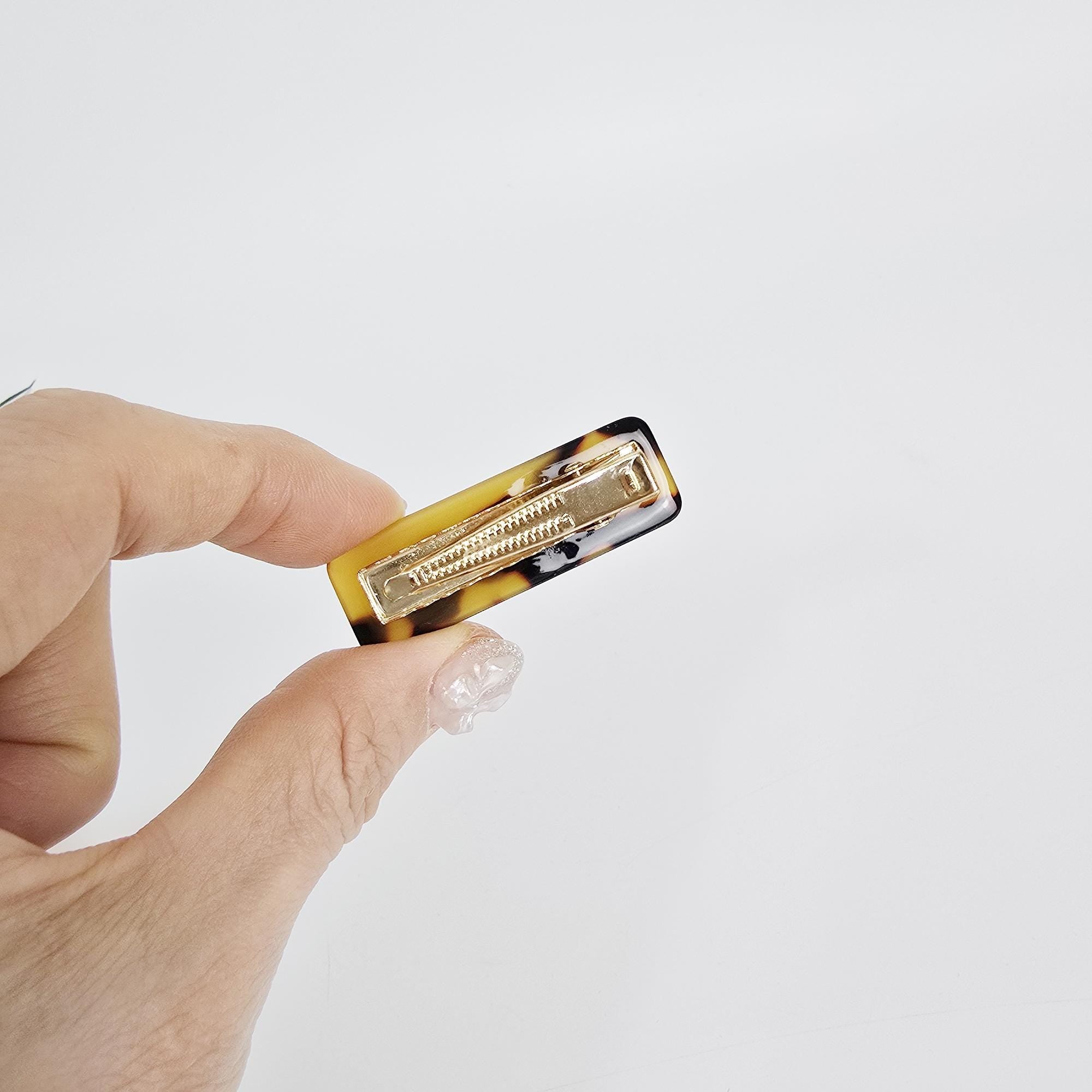 Rounded Straight Mini Hair Claw Clip (1.9 Inch) / Tortoise Shell Frech Pin / Alligator Hair Clip for Woman