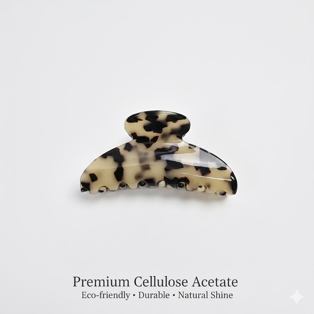 Leopard Print Simple Half-Moon Hair Claw Clip (3.5 Inch) / Elegance Leopard French Hair Pin / Hair Barrette for Woman