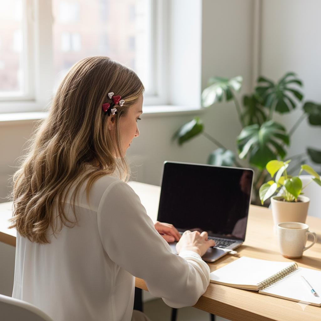 Red Heart Mini Barrette Clip Side Hair Claw Clip (1.5 Inch) / Alligator Hair Clip for Woman