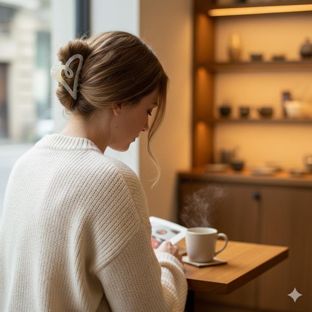 Sweet Heart Half-Up Hair Claw Clip (3.5 Inch) / Elegance French Hair Pin / Hair Barrette for Woman