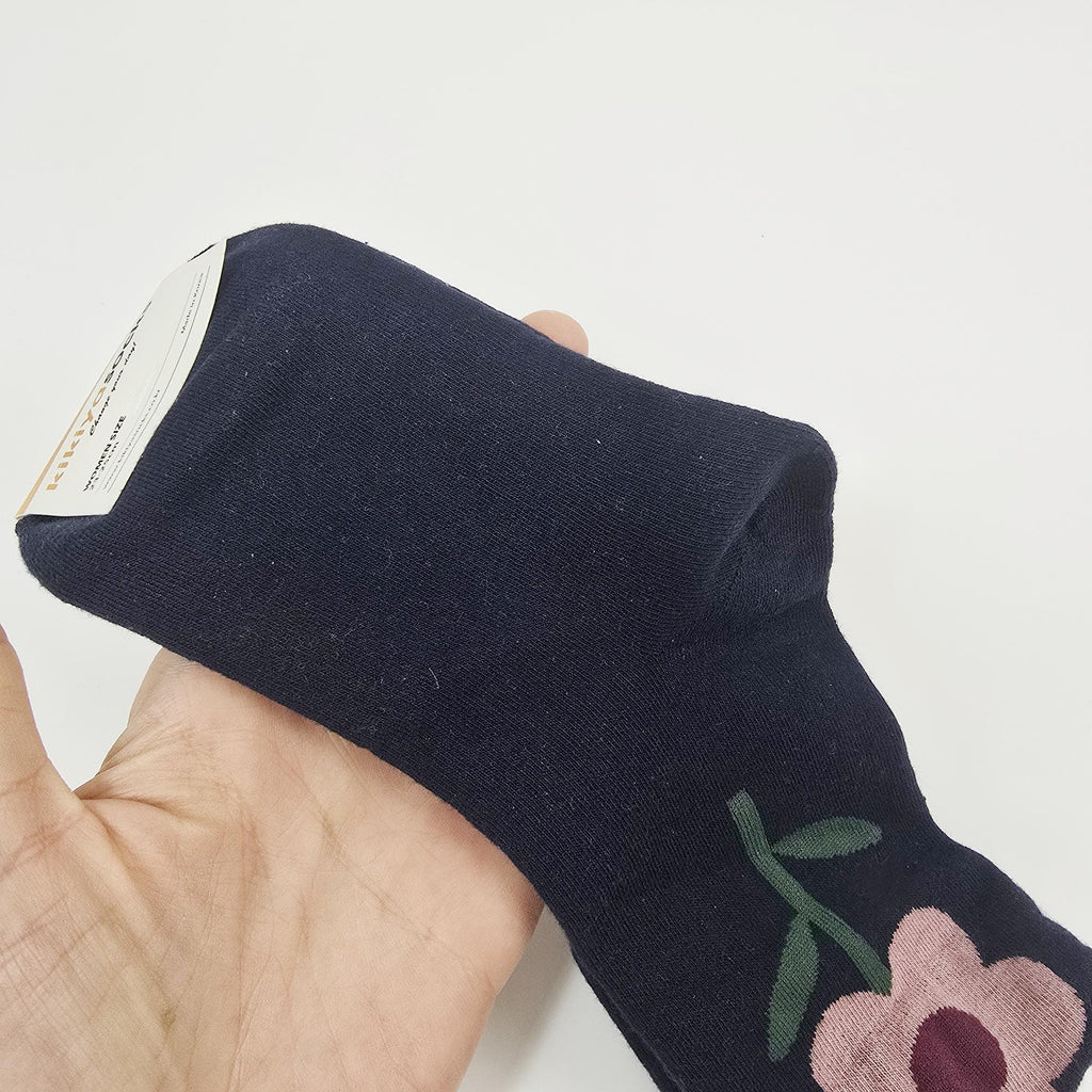 Floral Socks | Cotton Crew Embroidered Cozy | Korean Socks | Cute Gift for Her