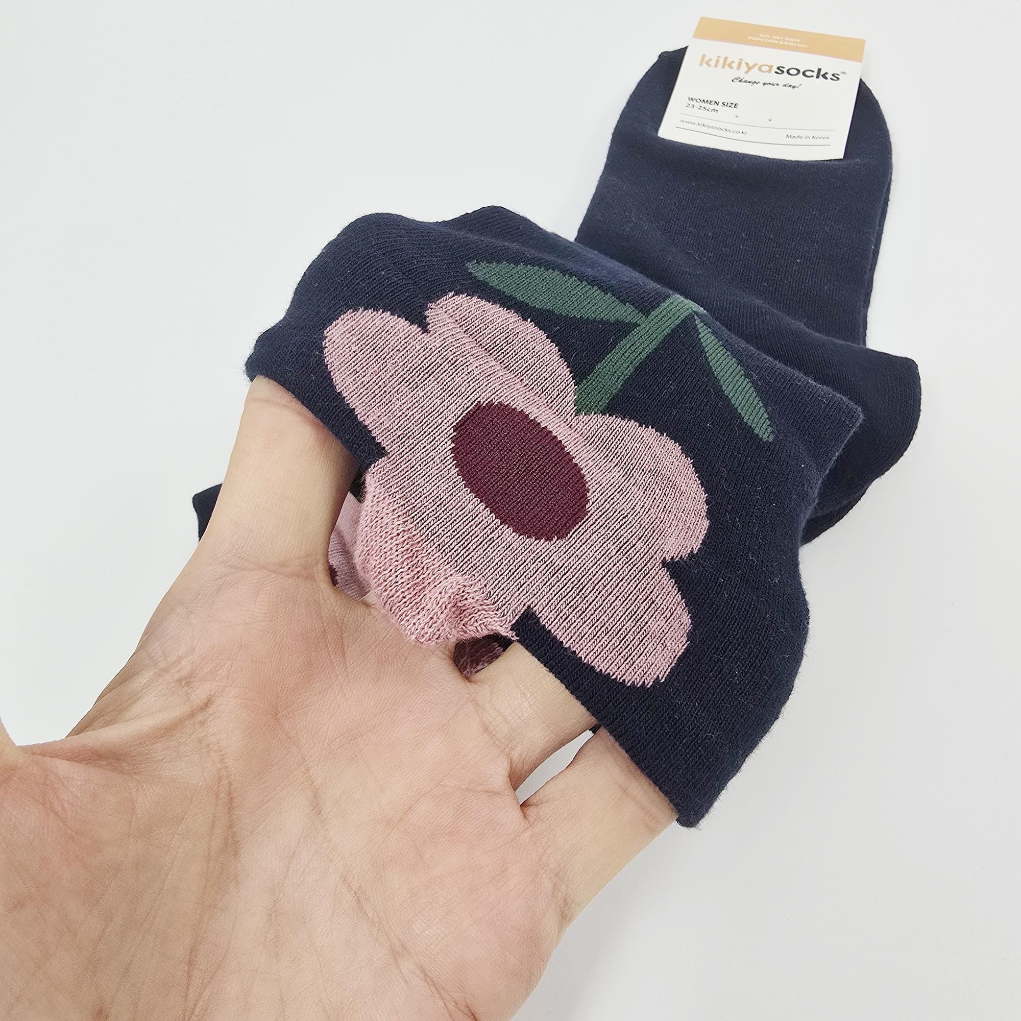 Floral Socks | Cotton Crew Embroidered Cozy | Korean Socks | Cute Gift for Her