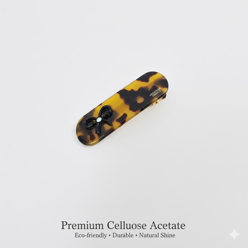 Acetate Mini Ribbon Clip (2.6 Inch) | French Pin | Korean Hair Pin | Tortoise Shell Barrette