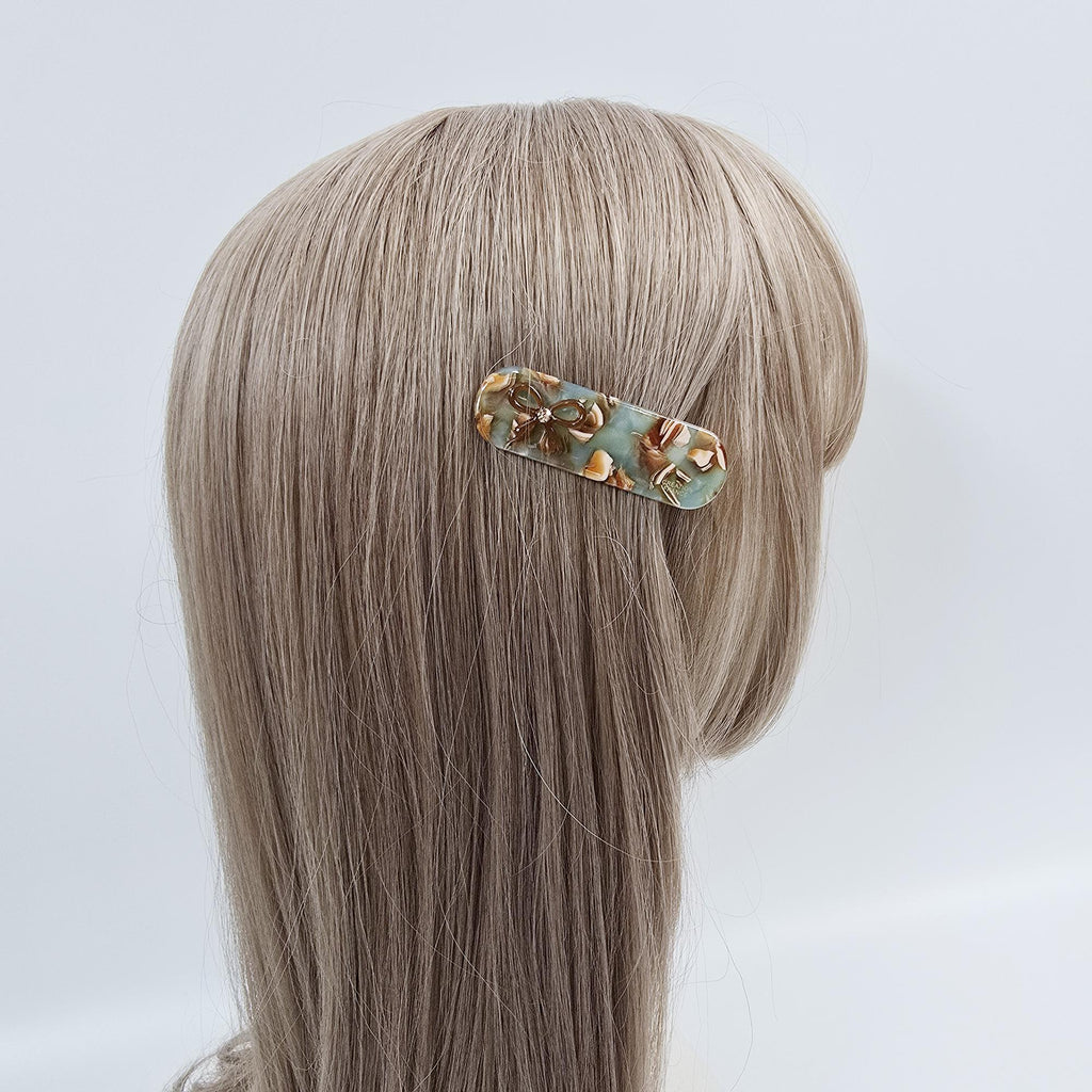 Acetate Mini Ribbon Clip (2.6 Inch) | French Pin | Korean Hair Pin | Tortoise Shell Barrette