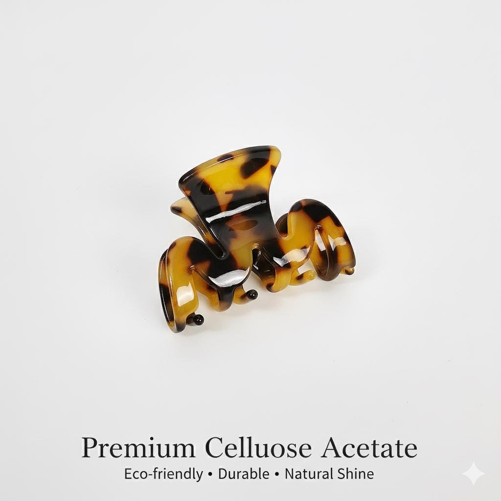 Zigzag Half-Up Small Point Hair Claw Clip (1.9 Inch) / Cute Tortoise Shell French Hair Pin / Small Hair Clips