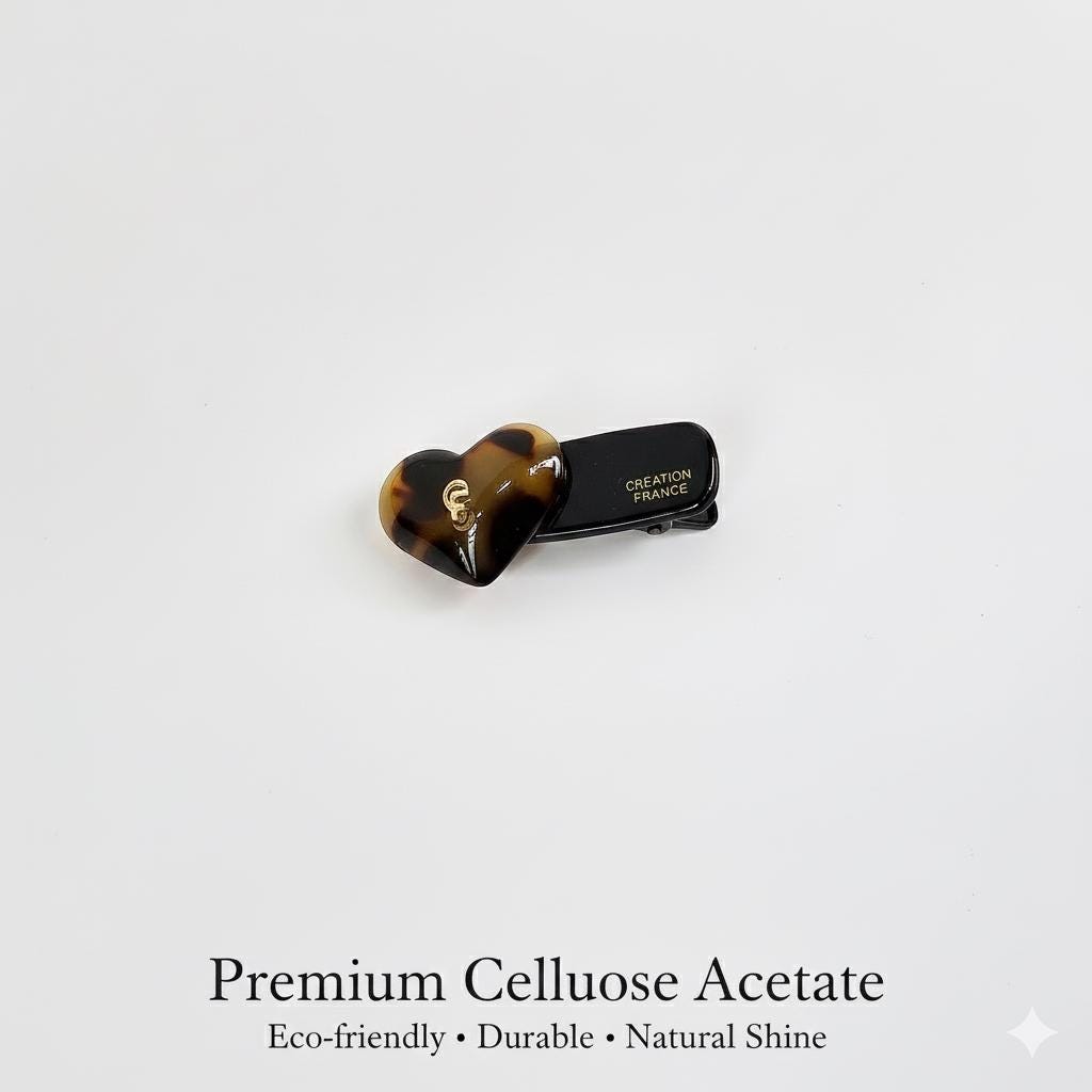 Luxurious Metal Logo Heart Mini Hair Claw Clip Side Claw (1.8 Inch) / Vivid Color French Pin / Alligator Hair Clip for Woman