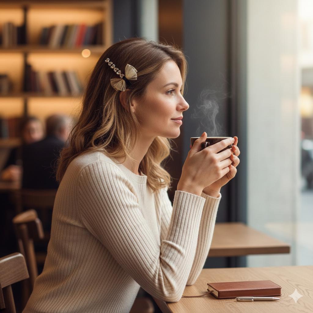 Ballerina Chiffon Ribbon Cubic Side Clip Long Hair Claw Clip (3.1 Inch) / Vivid Color Hair Pin / Alligator Hair Clip for Woman