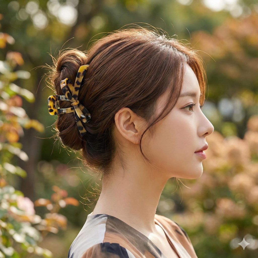 Acetate Luxe Bow Claw (4.9 Inch) | French Pin | Korean Hair Pin | Large Tortoise Shell Accessories