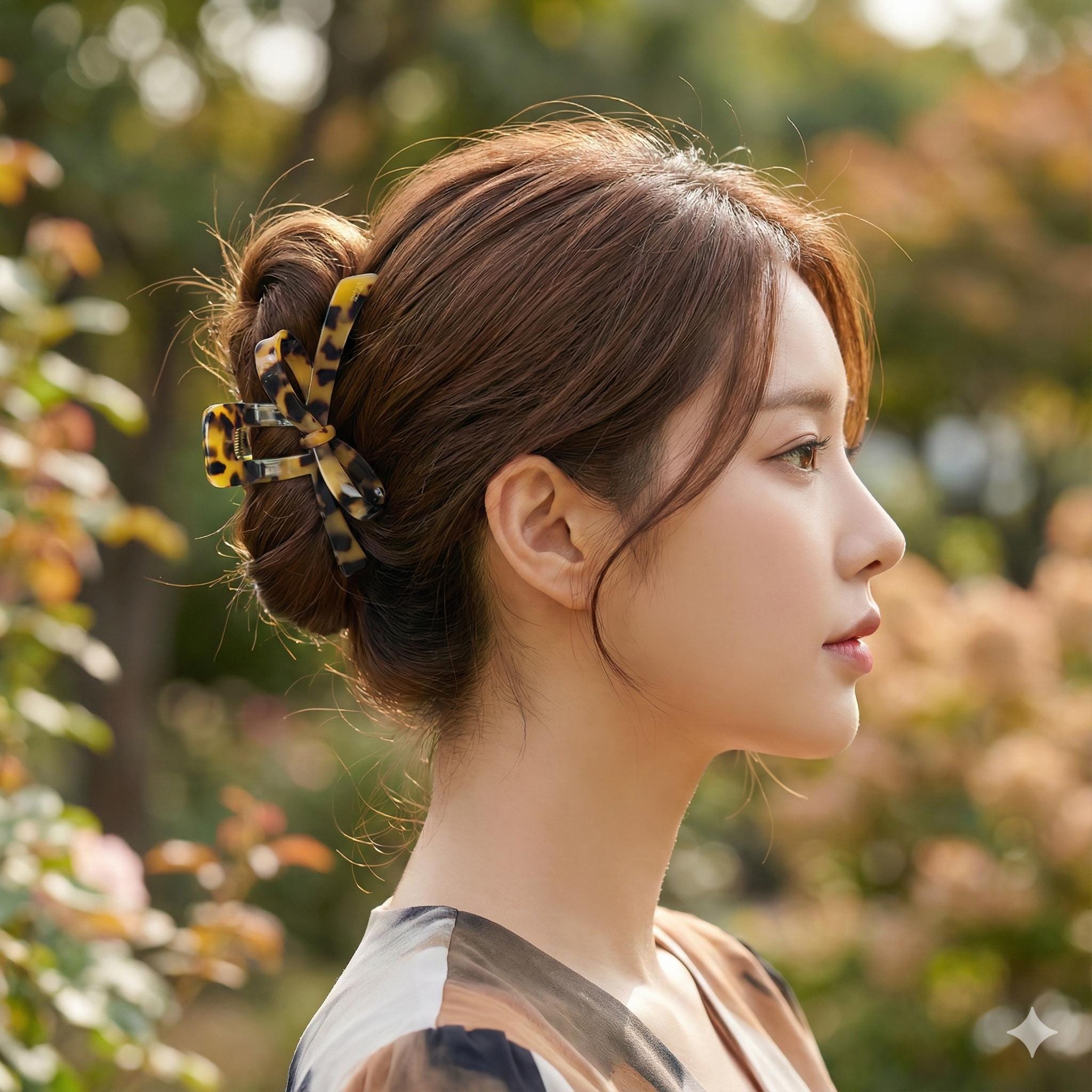 Acetate Luxe Bow Claw (4.9 Inch) | French Pin | Korean Hair Pin | Large Tortoise Shell Accessories