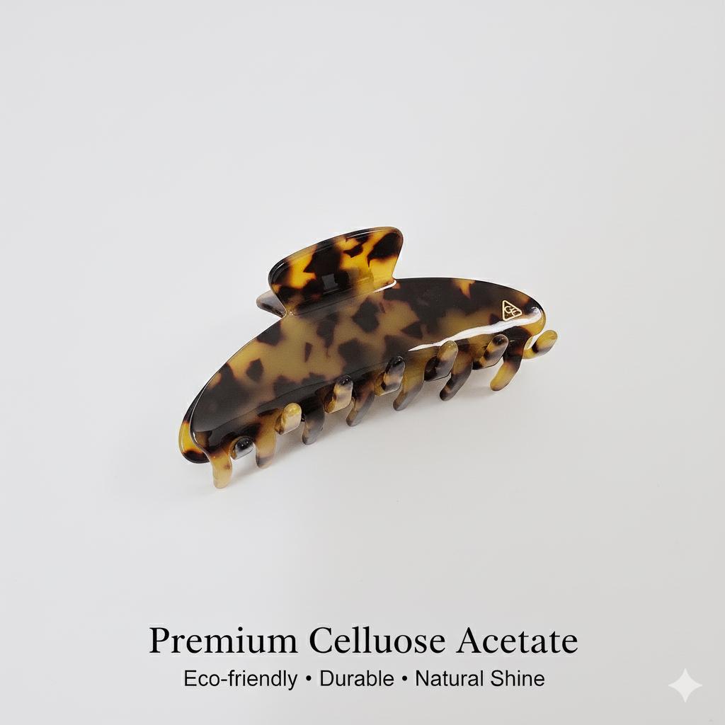 Acetate Hair Claw (4.3 Inch) | French Pin | Korean Hair Pin | Tortoise Shell Luna Hair Clip