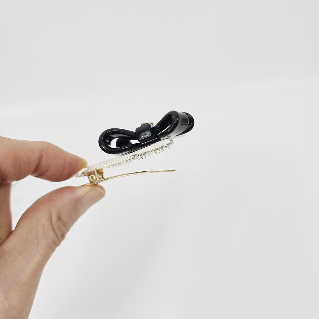 Acetate Bow Clip (2.4 Inch) | French Pin | Korean Hair Pin | Tortoise Shell Barrette Small Alligator Clamp