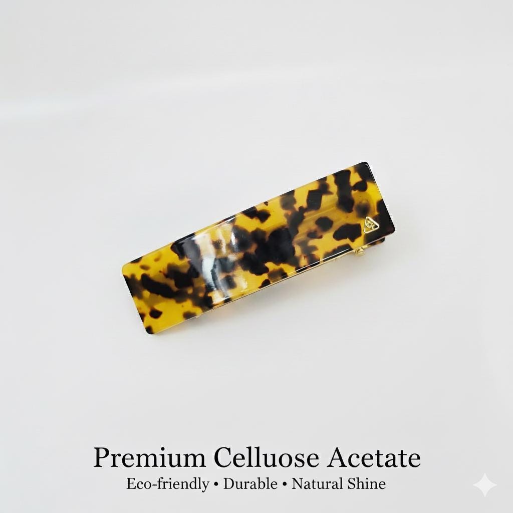 Acetate Barrette (4.1 Inch) | French Pin | Korean Hair Pin | Rectangular Ponytail Holder Clip