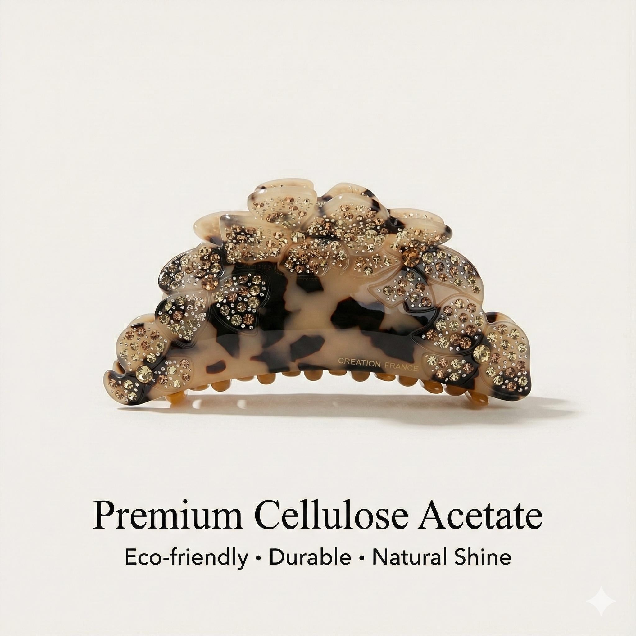 Luxurious Floral Hair Claw Clip with Cubic (4.0 Inch) / Elegance French Hair Pin / Hair Barrette for Woman