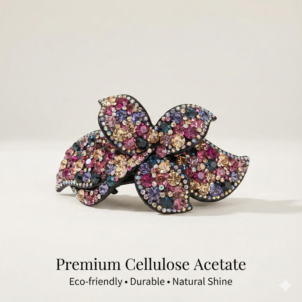 Gorgeous Big Crystal Hair Barrette (4.1 Inch) / Luxurious French Hair Pin / Automatic Hair Clip