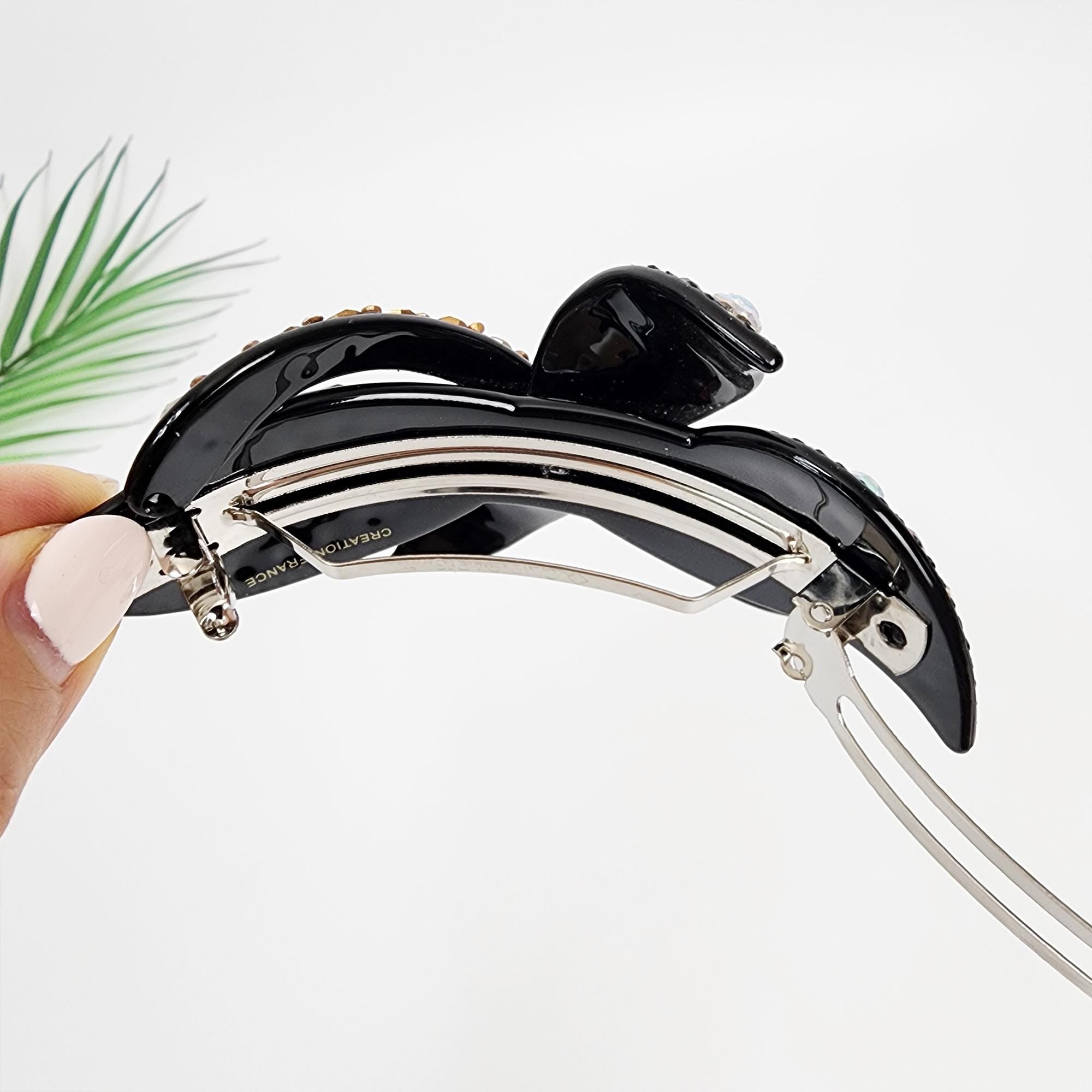 Gorgeous Big Crystal Hair Barrette (4.1 Inch) / Luxurious French Hair Pin / Automatic Hair Clip