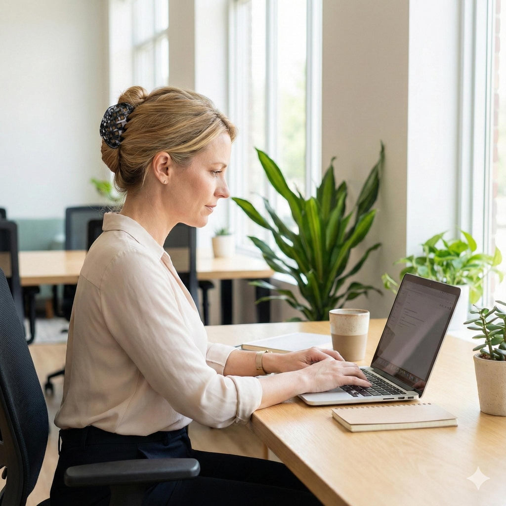 Round Pebble Check Pattern Hair Claw Clip (3.7) / Tortoise Shell Medium Size Ponytail Holder / French Pin / Hair Barrette for Woman