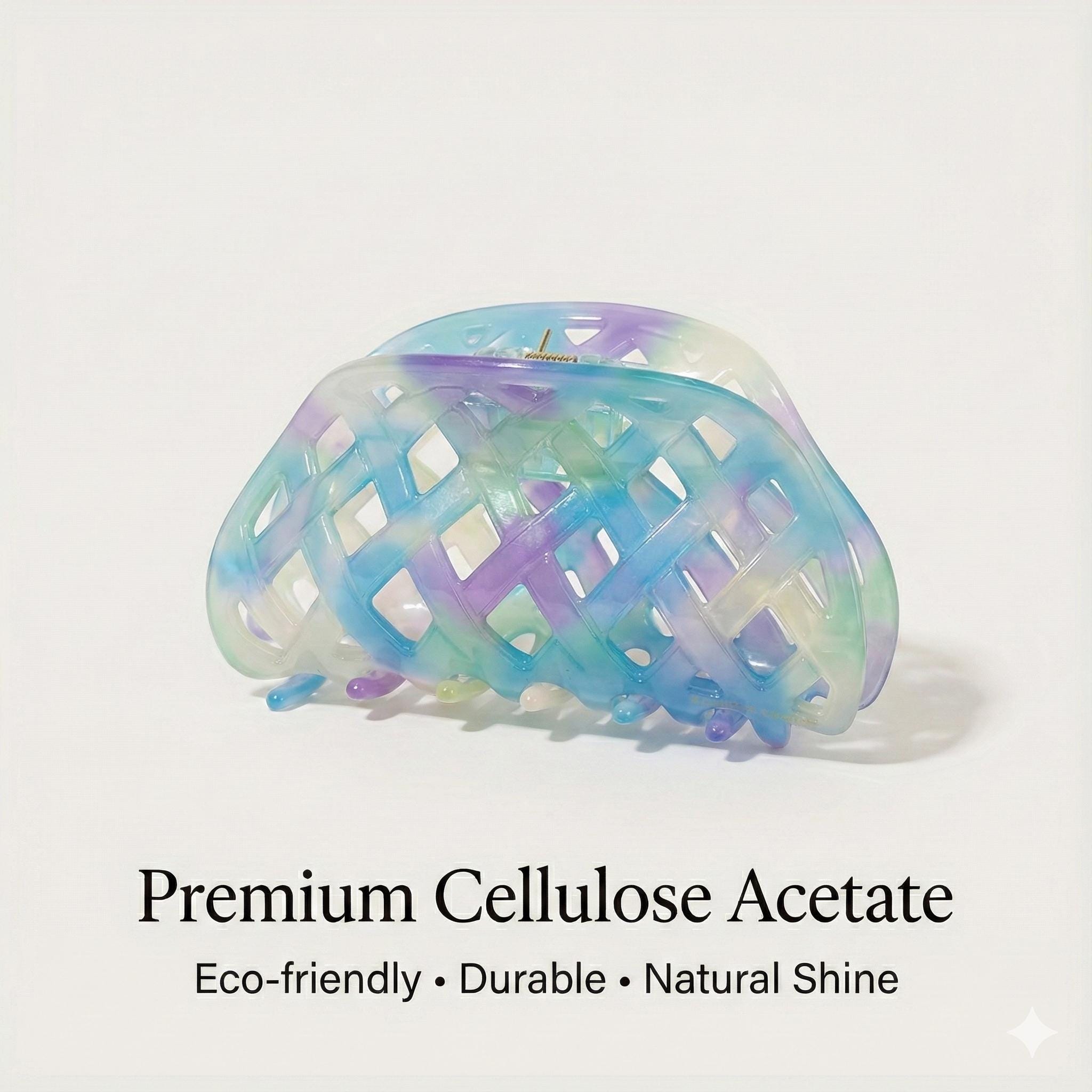 Round Pebble Check Pattern Hair Claw Clip (3.7) / Tortoise Shell Medium Size Ponytail Holder / French Pin / Hair Barrette for Woman