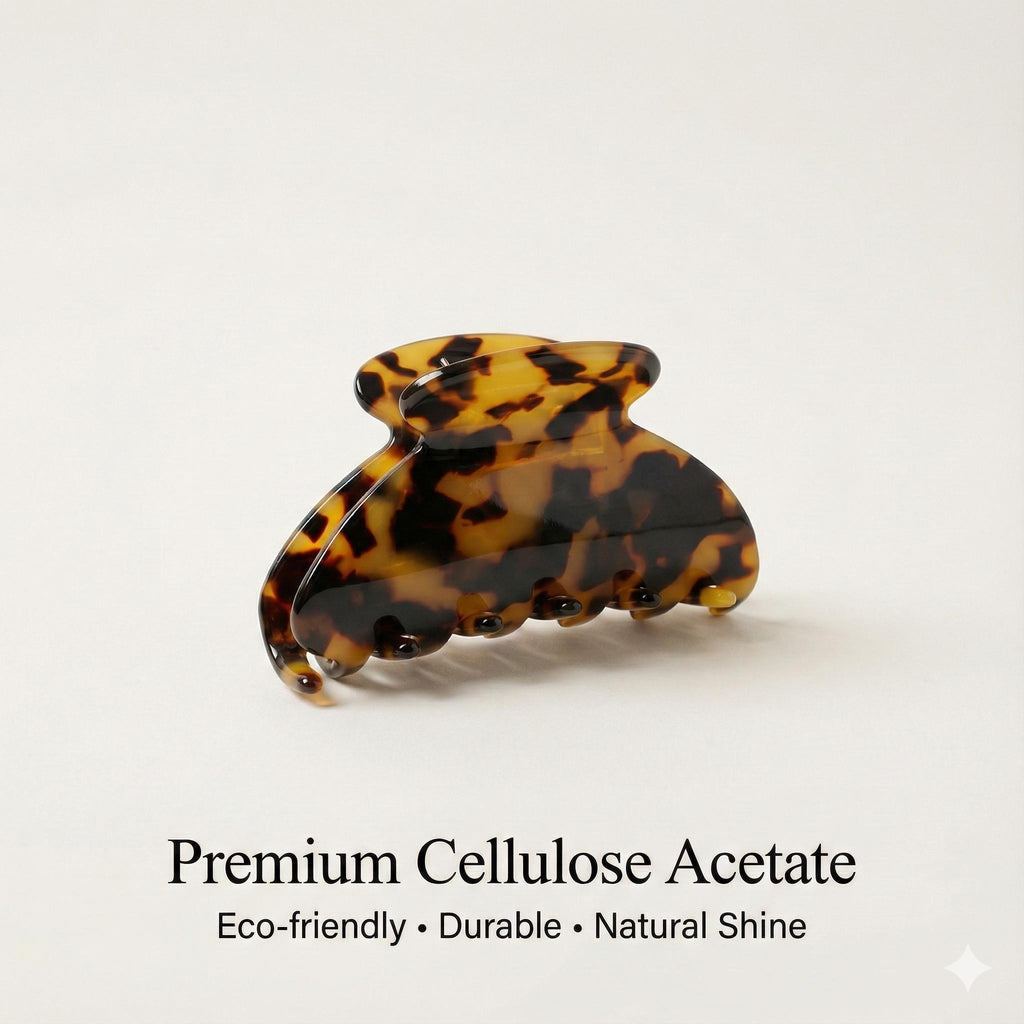 Leopard Marble Half Moon Hair Claw Clip / Tortoise Shell Medium Size Ponytail Holder / French Pin / Hair Barrette for Woman