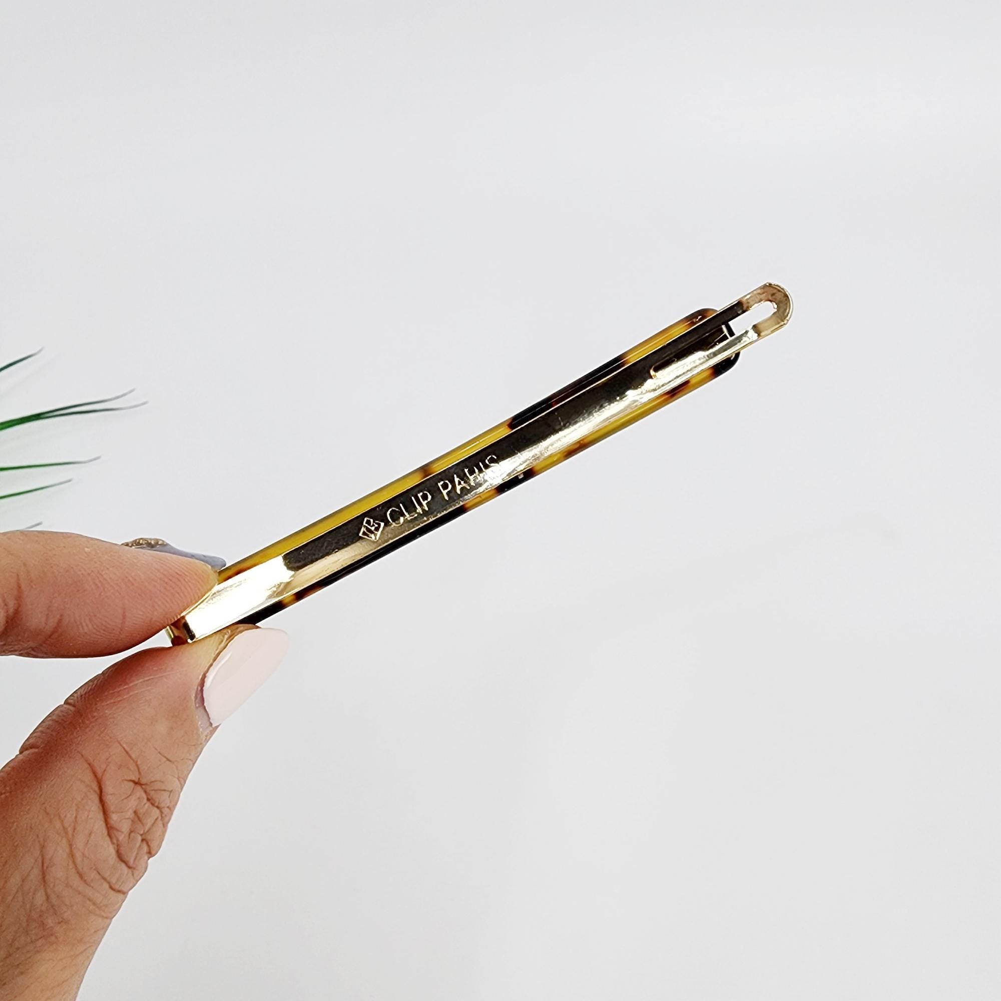 Pure Color Oval Long Bobby Pin (3.3 Inch) / Simple Leopard French Hair Pin / Hair Accessory for Woman / Snap Clip for Thin Hair
