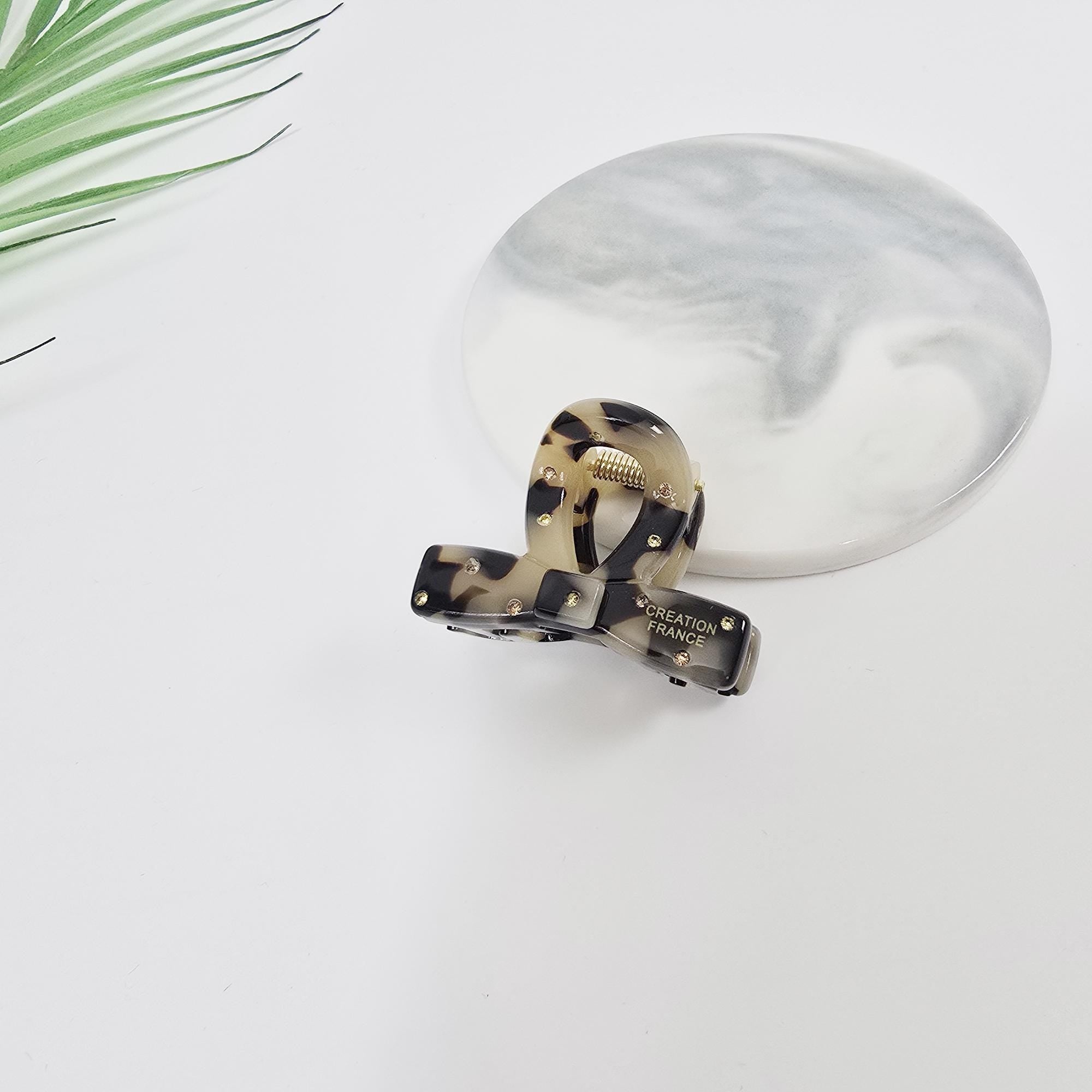 Twisted Acetate Claw (1.6 Inch) | French Pin | Korean Hair Clip | Small Rhinestone Jaw Clip Half Updo