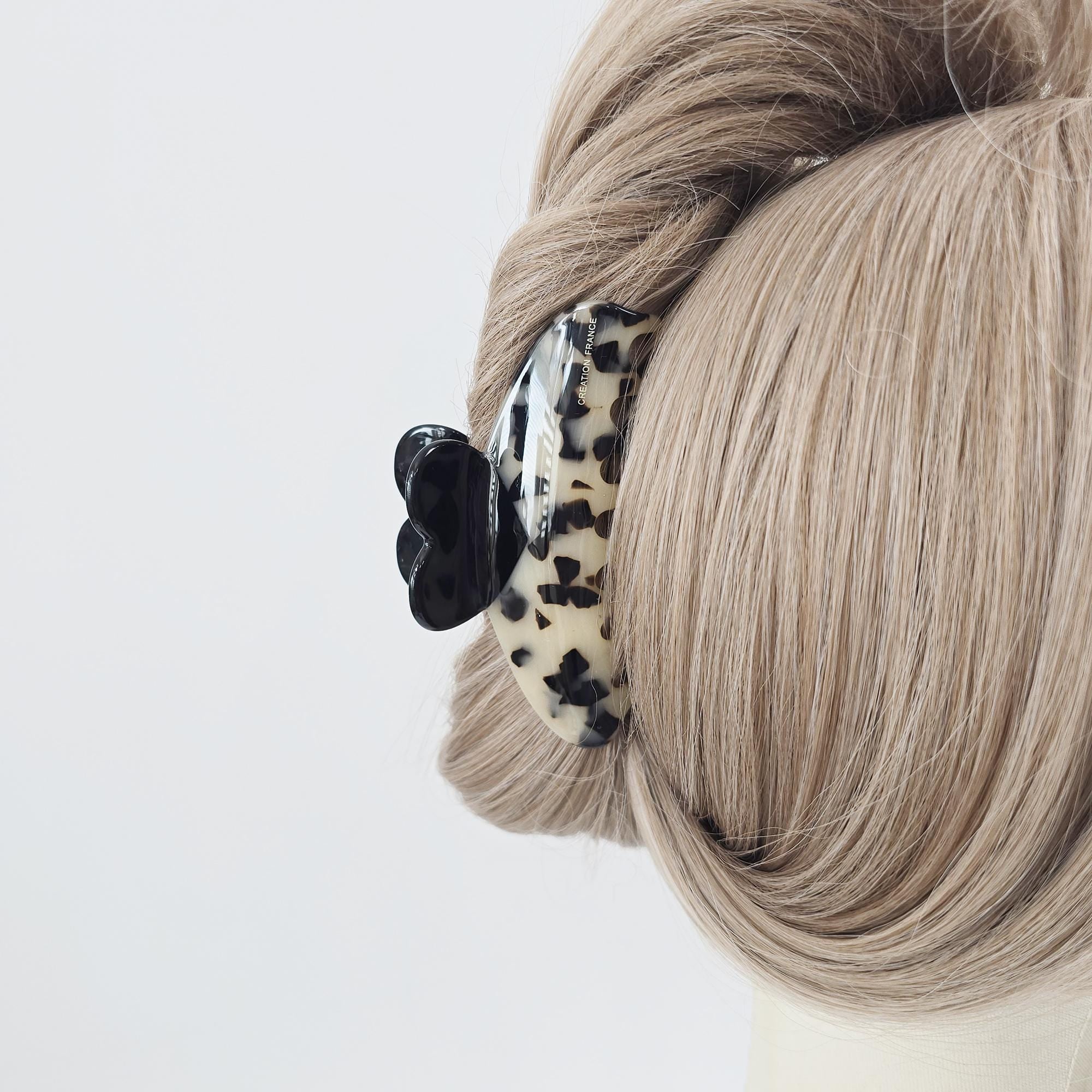 Heart Acetate Claw (3.7 Inch) | French Pin | Korean Hair Pin | Tortoise Shell Clip
