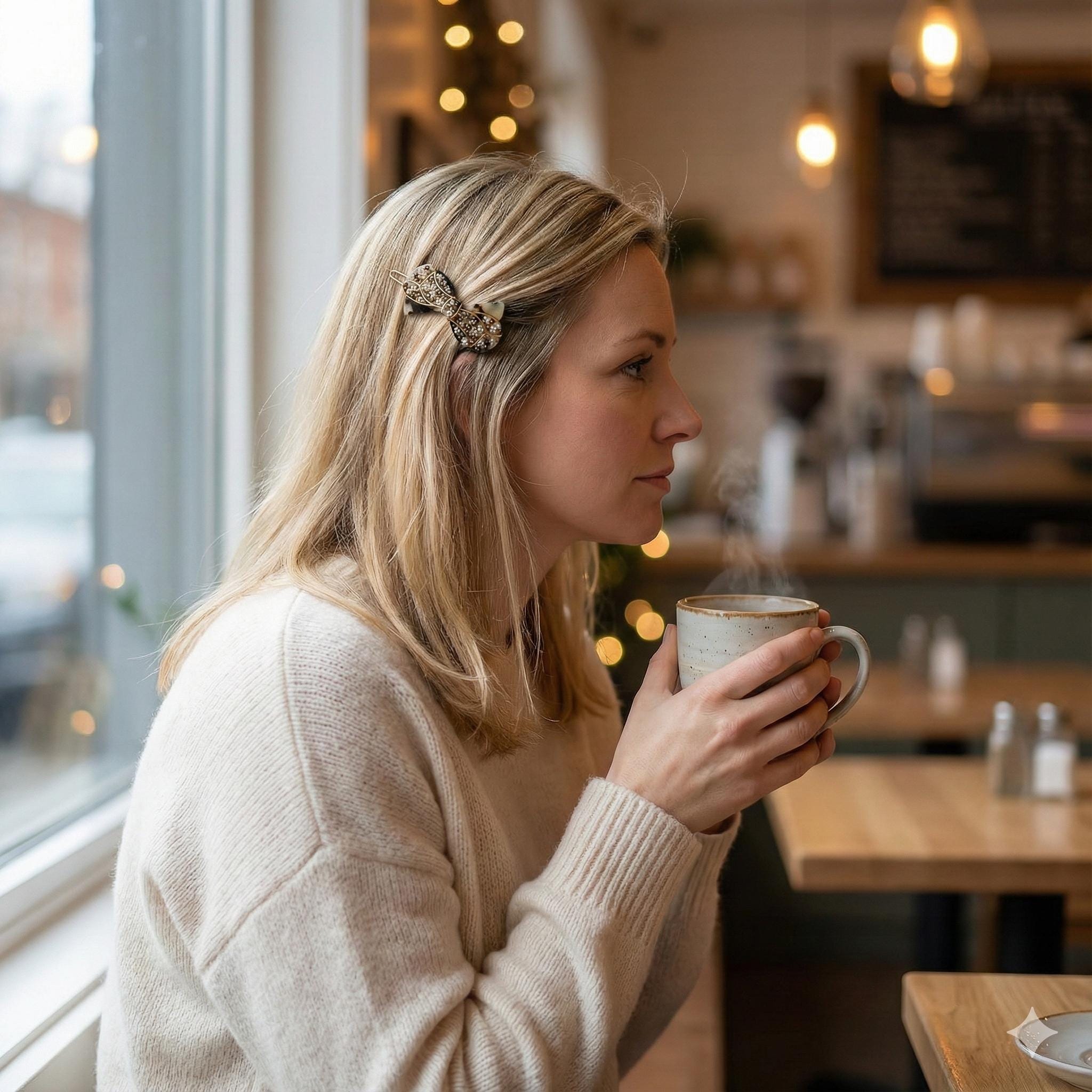 Crystal Bow Barrette (1.8 Inch) | French Pin | Korean Hair Pin | Tortoise Shell Accessories