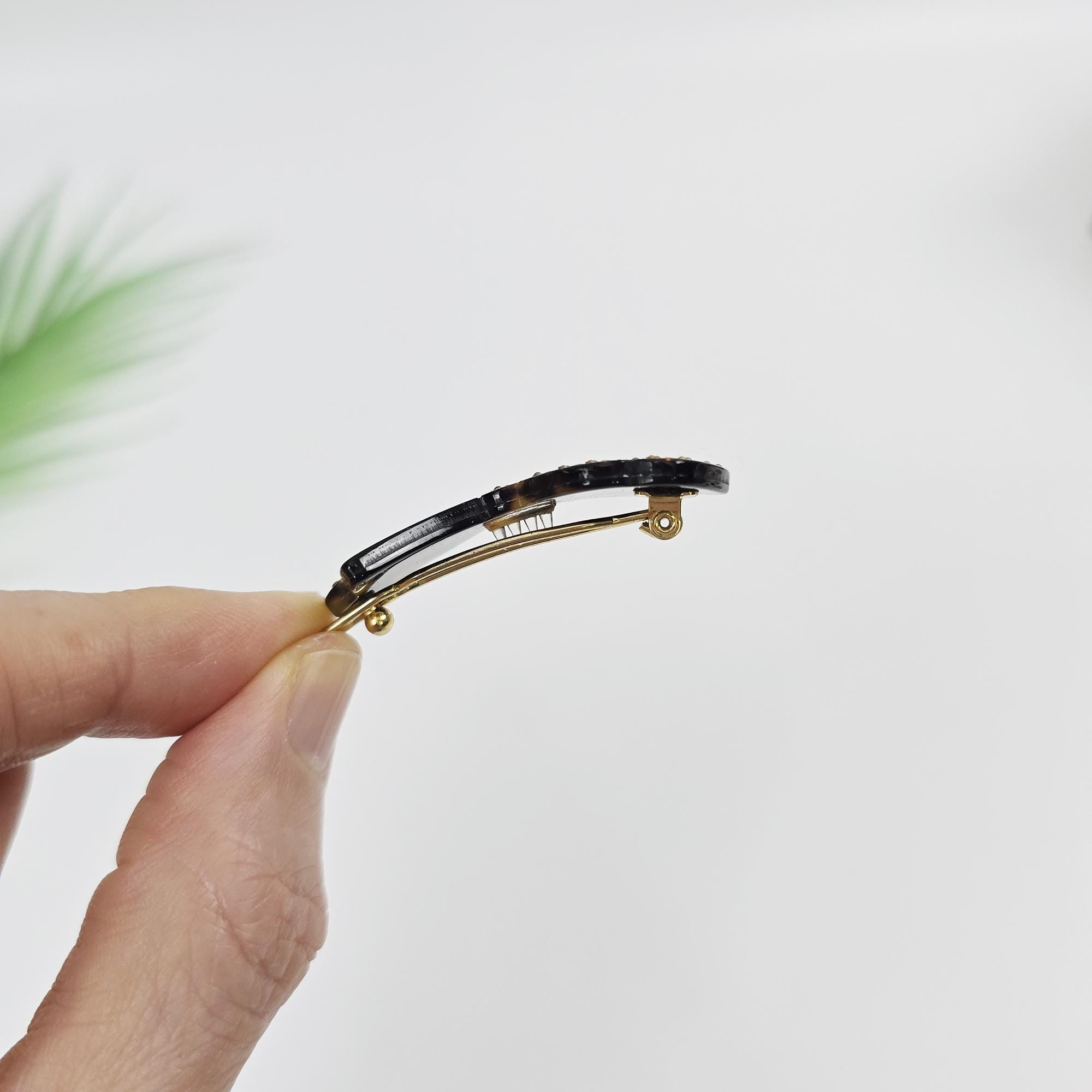 Crystal Bow Barrette (1.8 Inch) | French Pin | Korean Hair Pin | Tortoise Shell Accessories