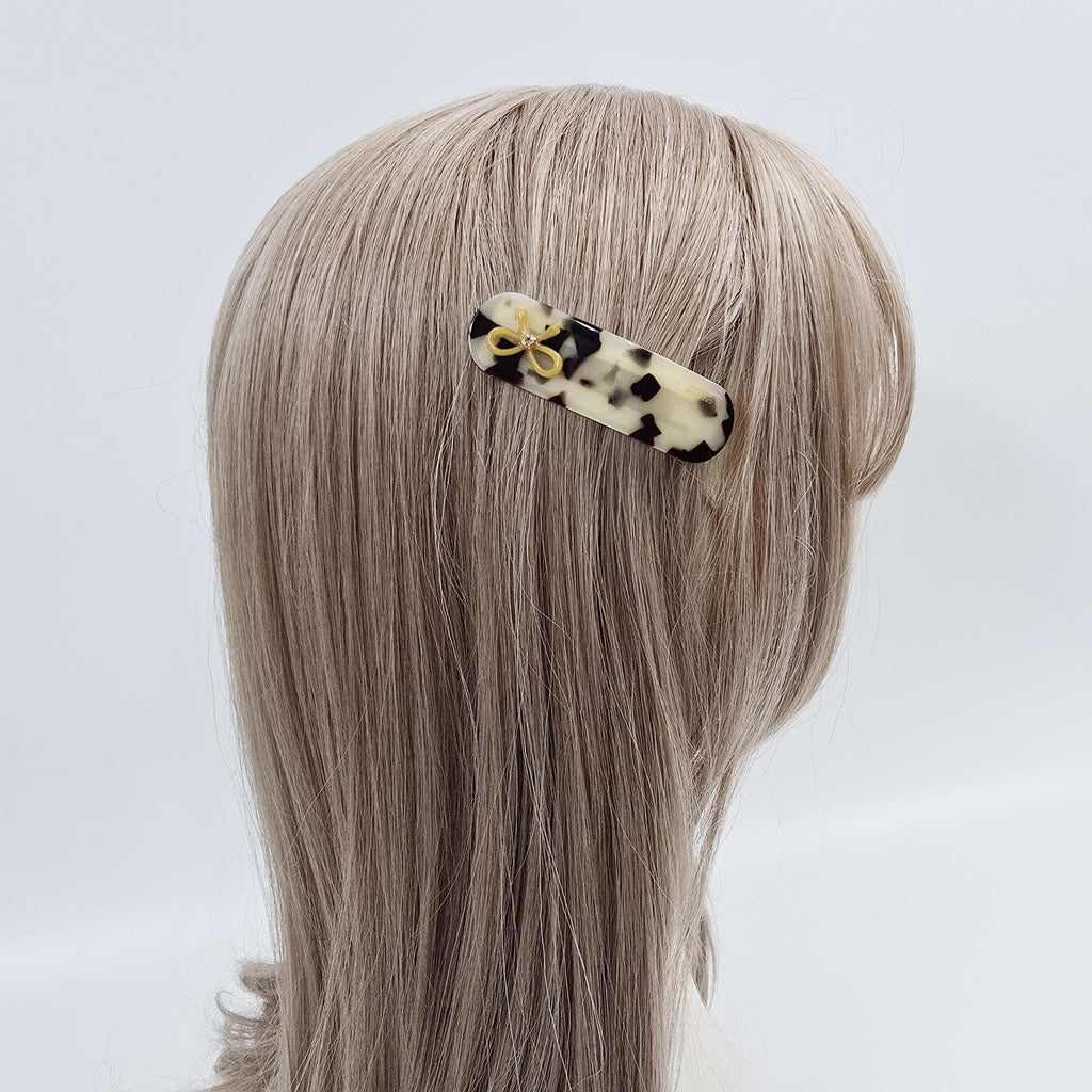 Acetate Bow Barrette (2.7 Inch) | French Pin | Korean Hair Pin | Small Ribbon Snap Clips