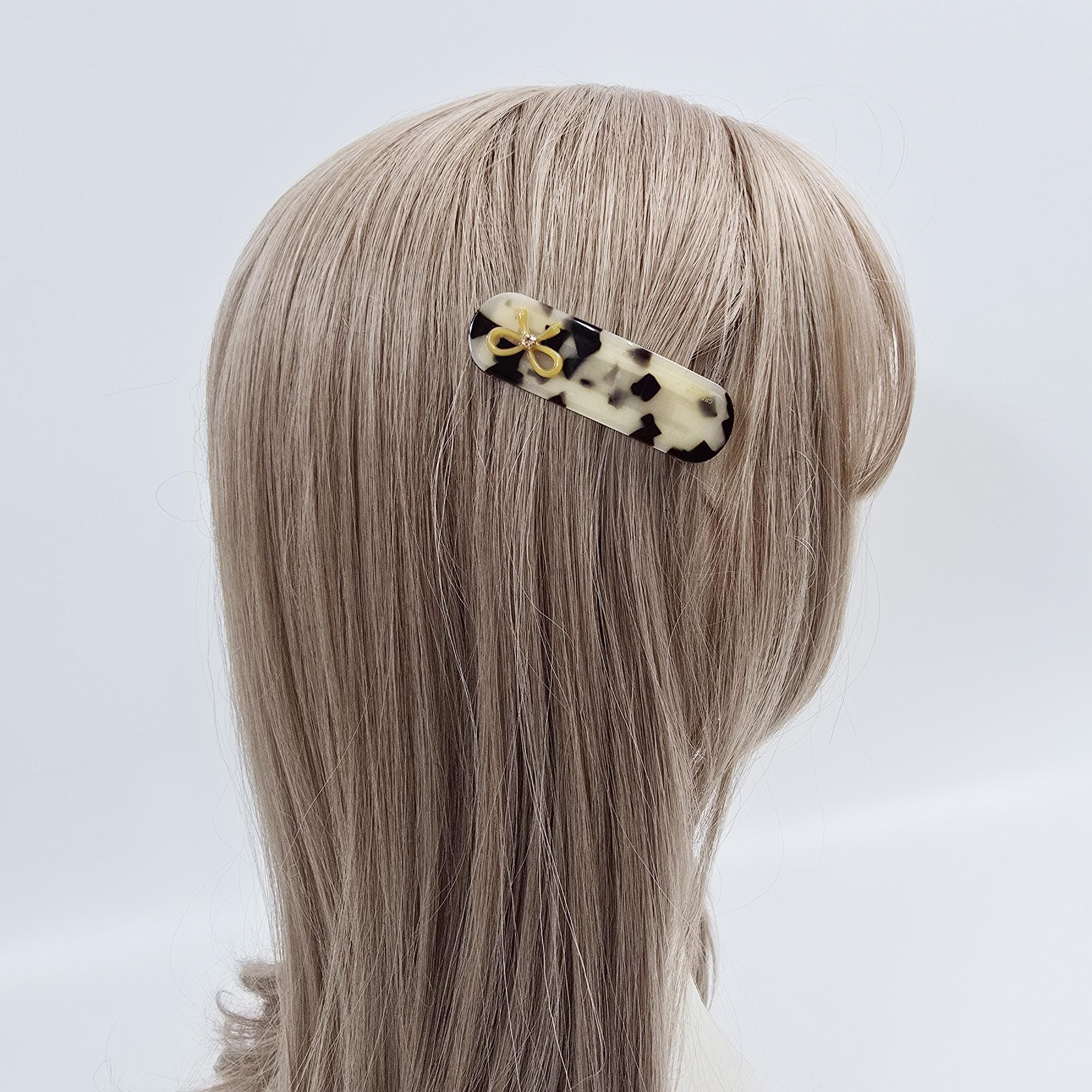 Acetate Bow Barrette (2.7 Inch) | French Pin | Korean Hair Pin | Small Ribbon Snap Clips