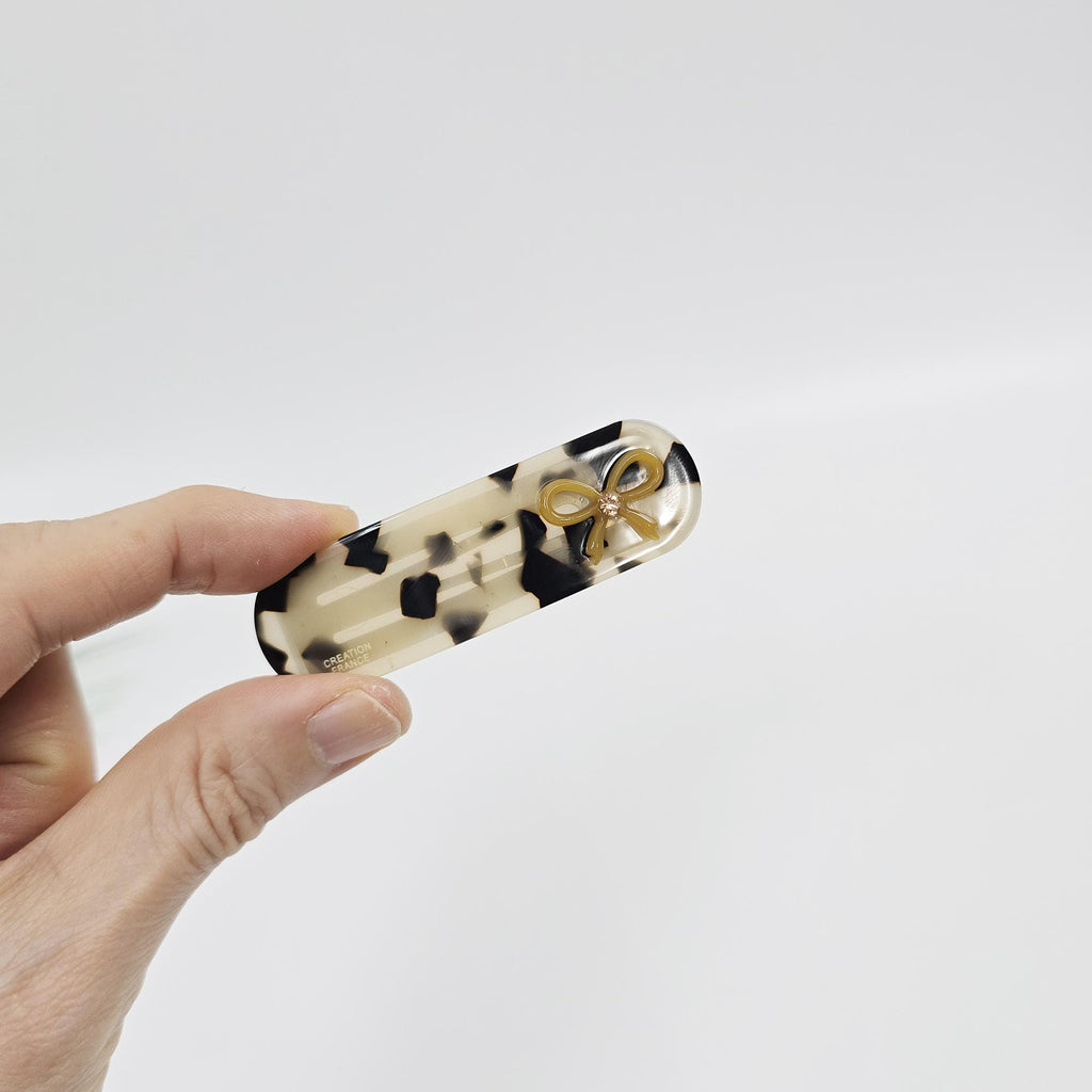 Acetate Bow Barrette (2.7 Inch) | French Pin | Korean Hair Pin | Small Ribbon Snap Clips