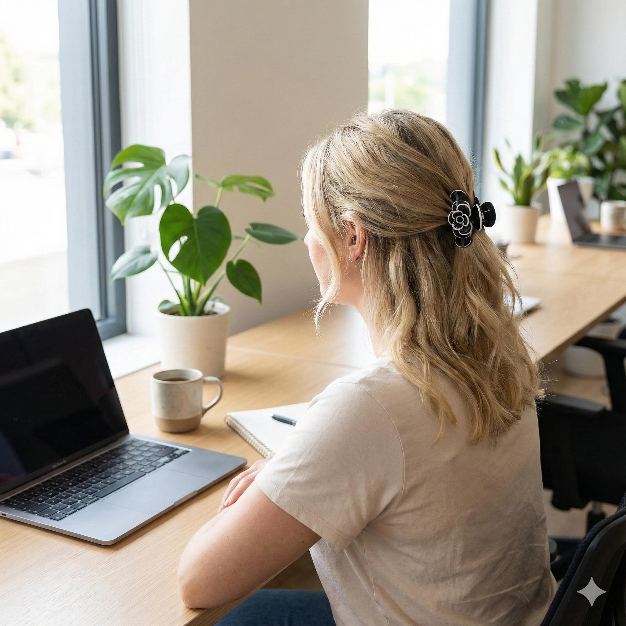 Pastel Color Camellia Flower Hair Claw Clip (2.4 Inch) / Tortoise Shell Medium Size Ponytail Holder / Hair Barrette for Woman