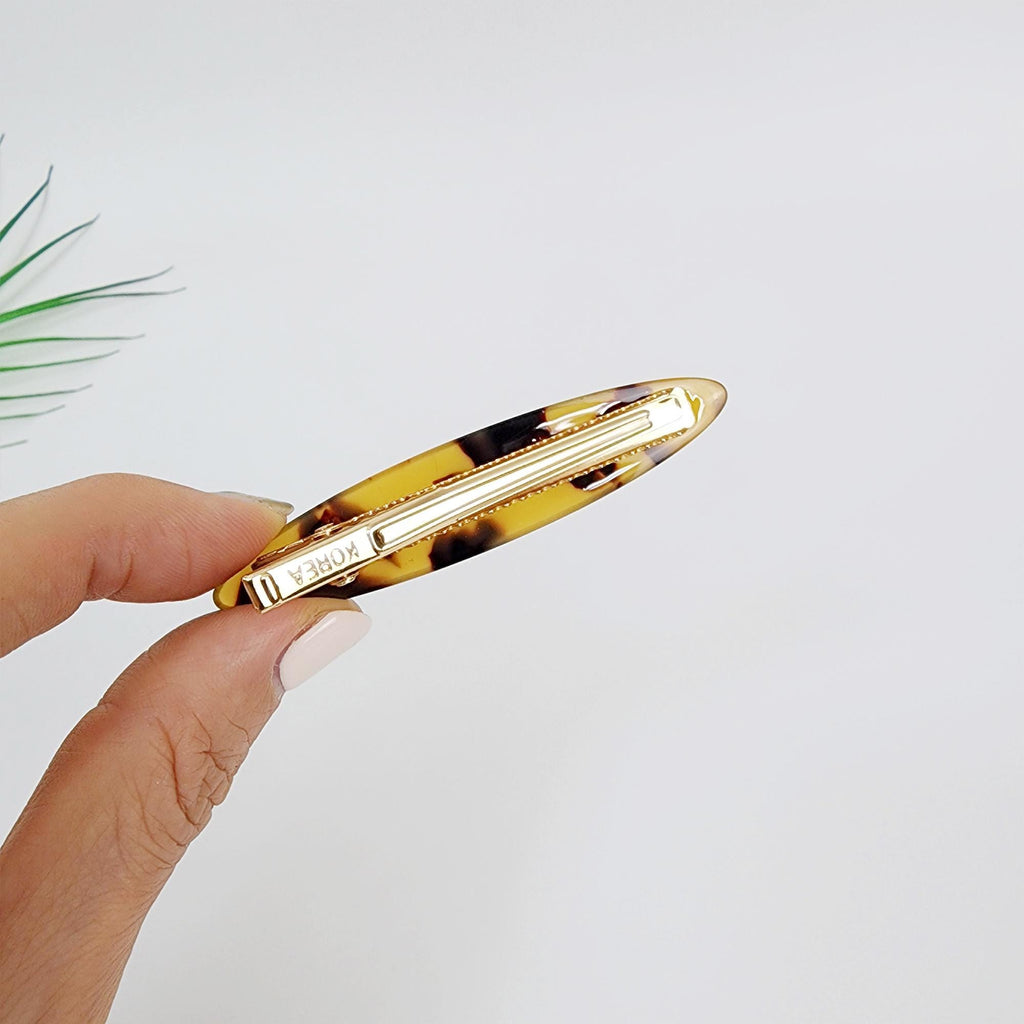 Tortoise Shell Oval Hair Claw Clip (2.8 Inch) / Pastel Color French Hair Pin / Simple Alligator Hair Clip