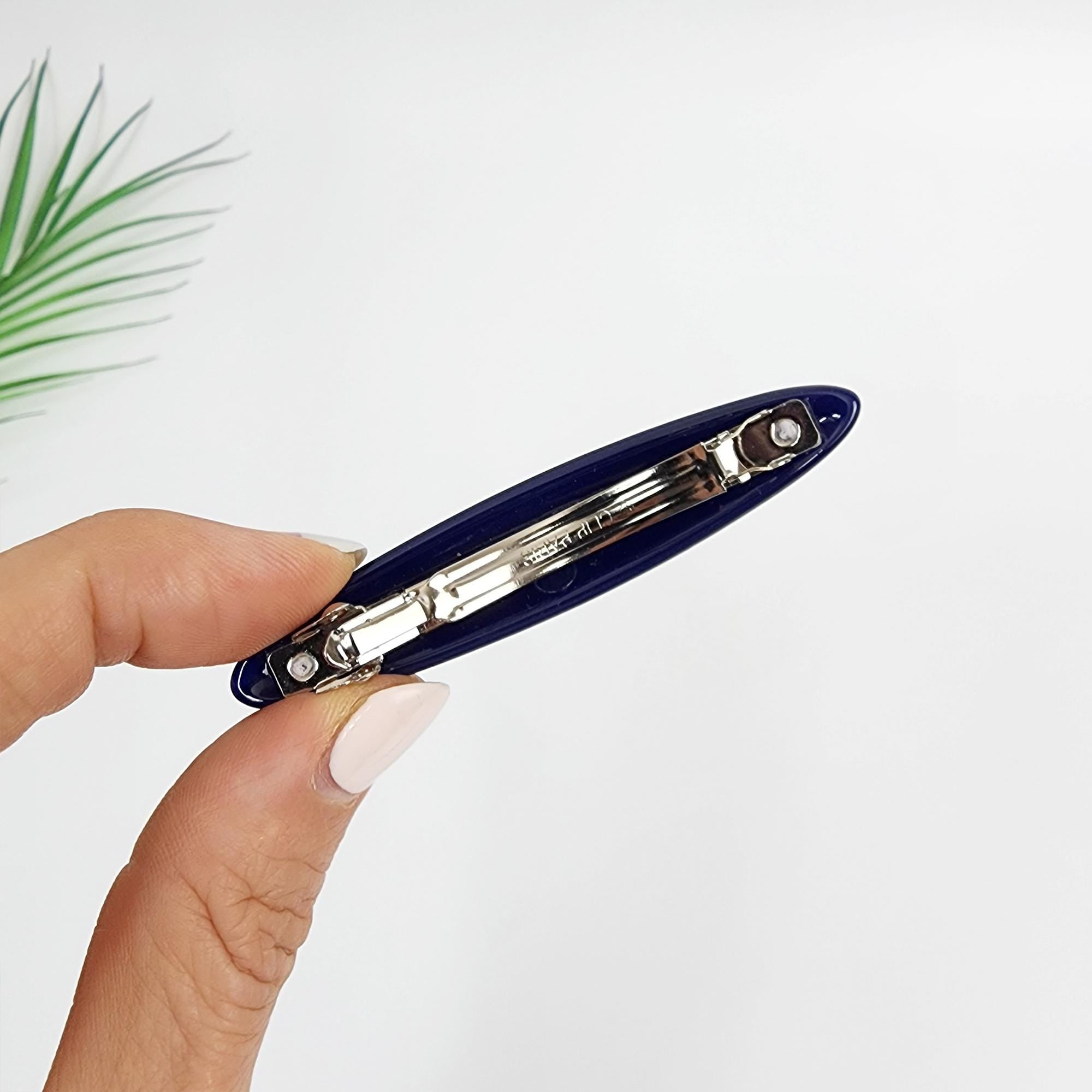 Pure Color Oval Hair Barrette (2.8 Inch) / Luxurious Tortoise Shell French Hair Pin / Automatic Hair Clip