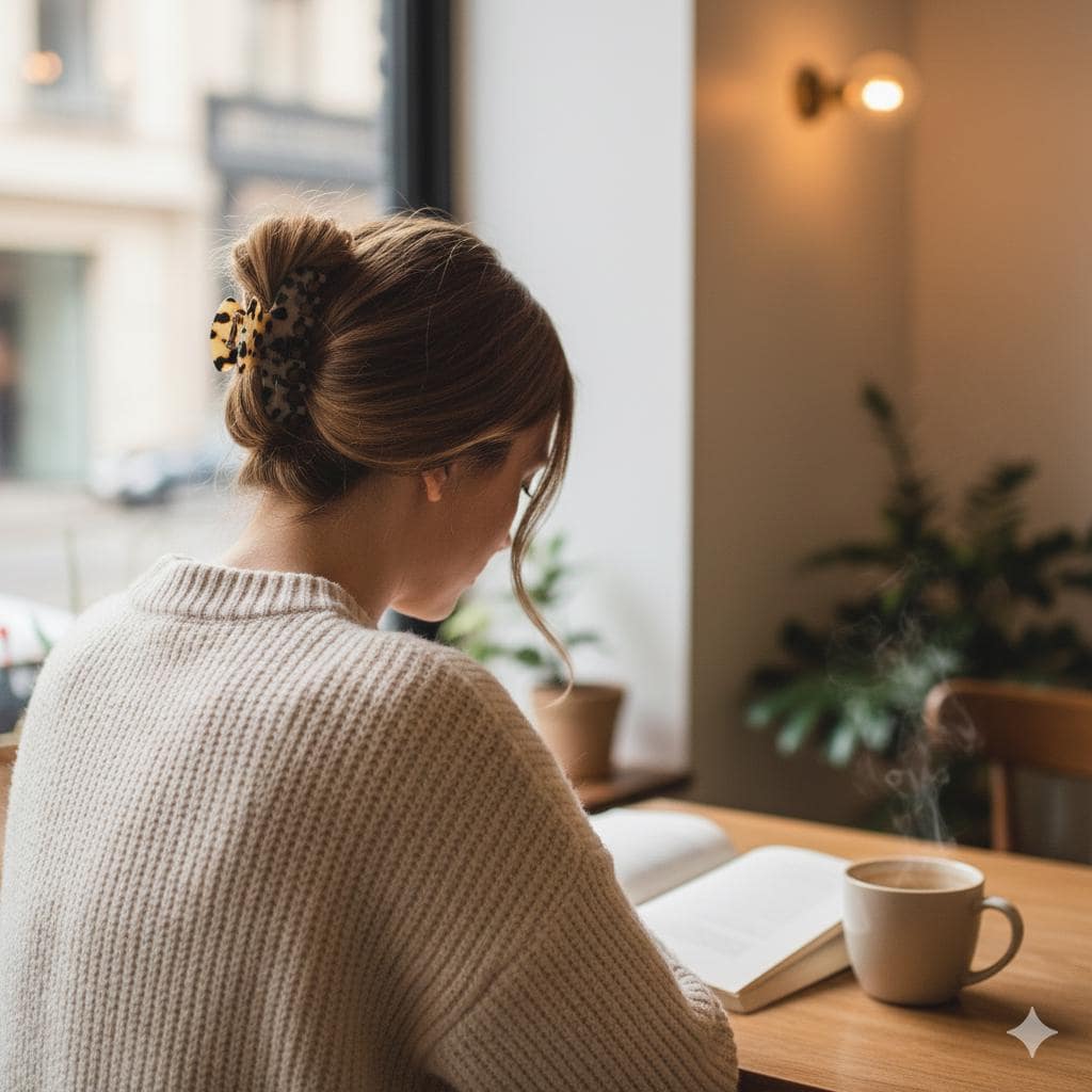 Leopard Eve Big Hair Claw Clip (4.0 Inch) / Tortoise Shell French Hair Pin / Hair Barrette for Woman