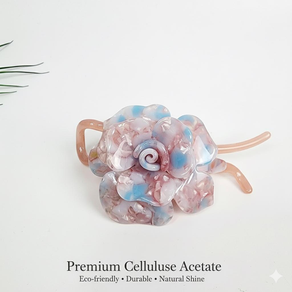 Volume Flower Banana Claw Clip / Tortoise Shell Hair Comb Barrette / French Hair Pin / Floral Hair Clips for Woman
