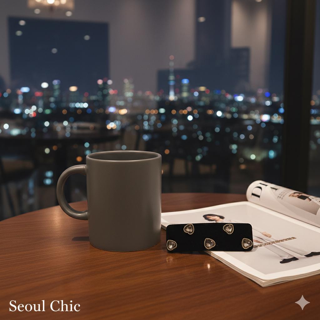 Black Velvet Heart Triangle Snap Clip (3.1 Inch) / Cute Hairgrip Barrette with Pearl and Cubic / Hair Accessory / Tic Tac Hair Clip Pin