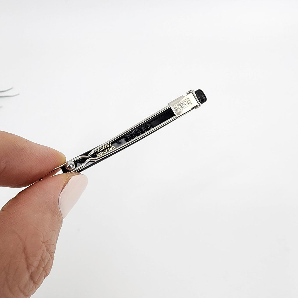 Leopard Black Cubic Mini Bobby Pin with Cubic (2.0 Inch) / Luxurious Small French Hair Pin / Hair Accessory for Woman