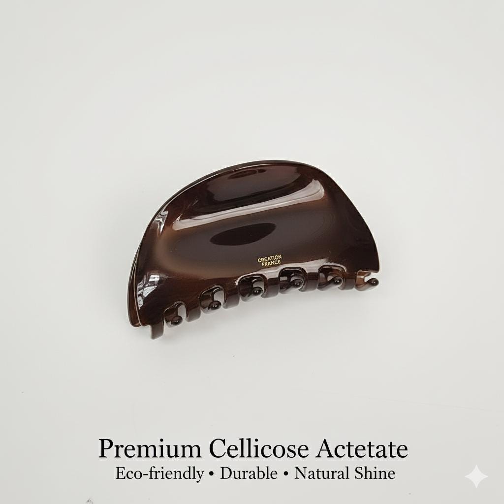 Chic Black Brown Round Pebble Hair Claw Clip (3.1 Inch) / Luxurious French Hair Pin / Hair Accessory for Woman