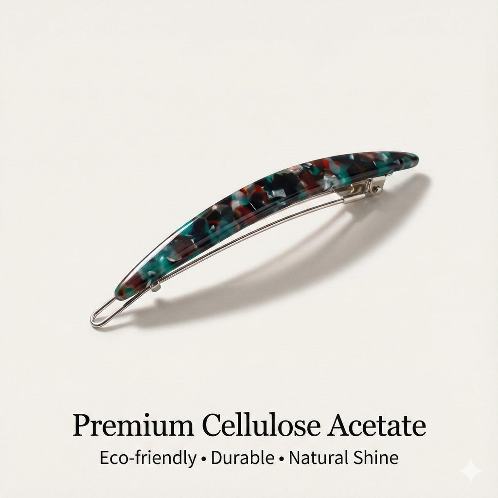 Leopard Marble Long Oval Bobby Pin (3.0 Inch) / Tortoise Shell French Hair Pin Clip / Hair Accessory for Woman / Bow Barrette