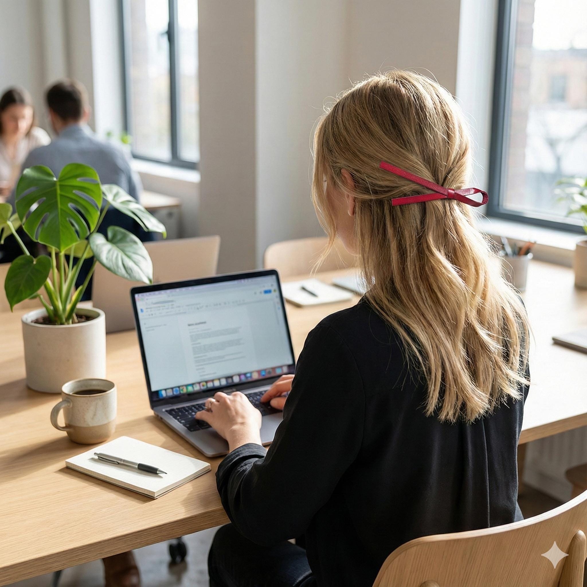 Real Leather Thin Long Ribbon Hair Barrette / Simple Ribbon Hair Pin / Hair Accessory for Woman / Automatic Hair Clip