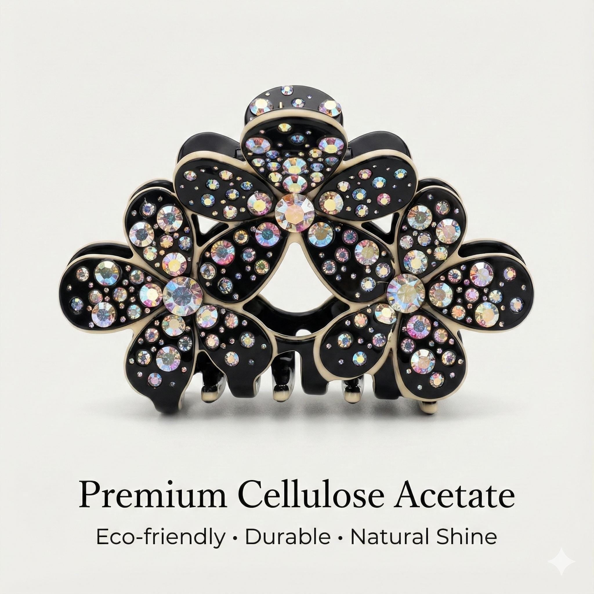 Pastel Color Sparkling Triple Blossom Hair Claw Clip / Luxurious French Hair Pin / Hair Accessory for Woman / Flower Hair Clip