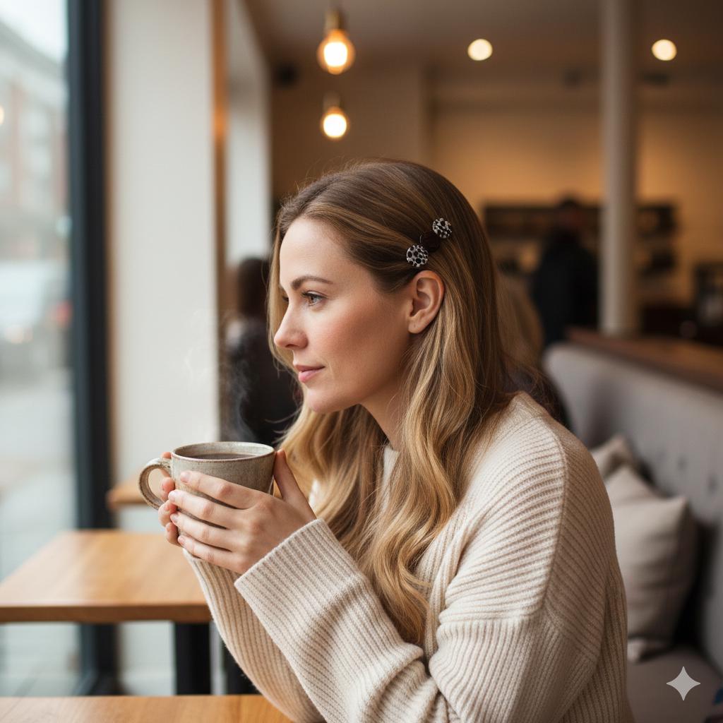 Leopard Floral Leaf Hair Barrette (2.6 Inch) / Tortoise Shell French Hair Pin / Hair Accessory for Woman / Automatic Hair Clip