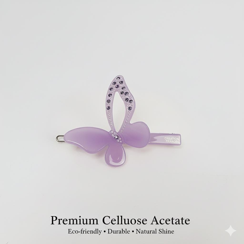 Pure Color Butterfly Bobby Pin with Cubic / Cute French Hair Pin / Hair Accessory for Woman / Bow Barrette