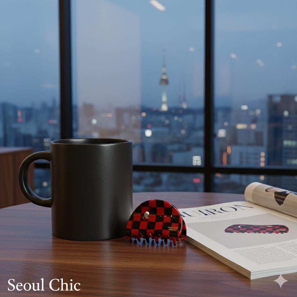 Checker Board Pebble Small Hair Clip (1.8 Inch) / Cute French Hair Pin / Hair Accessory for Woman