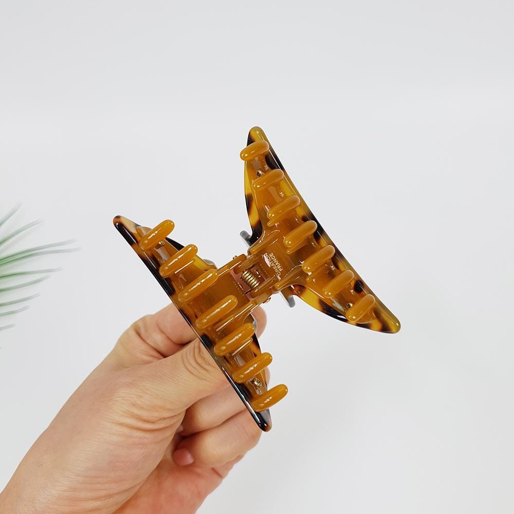 Leopard Half Moon Double Clip Hair Claw / Tortoise Shell French Hair PIn / Hair Barrette for Woman / French Hair Barrette
