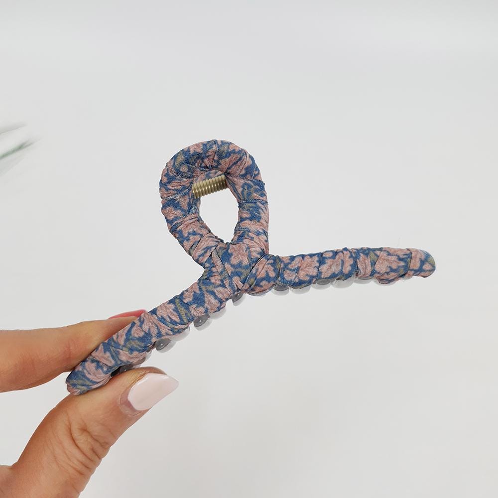 Floral Scarf Twist Hair Clip / Big Size Vintage Hair Claw / Hair Barrette for Woman / Large Hair Clip